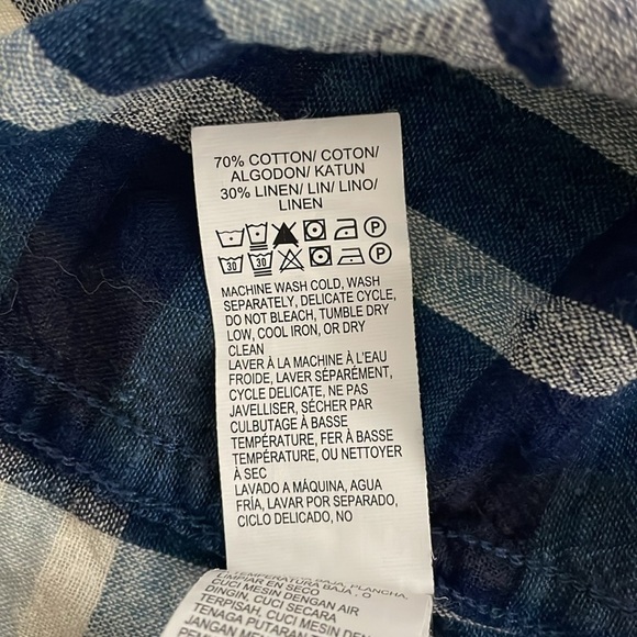 Lucky Brand Men’s Half Placket Shirt Size XL Plaid Short Sleeve Cotton Linen - Picture 4 of 8